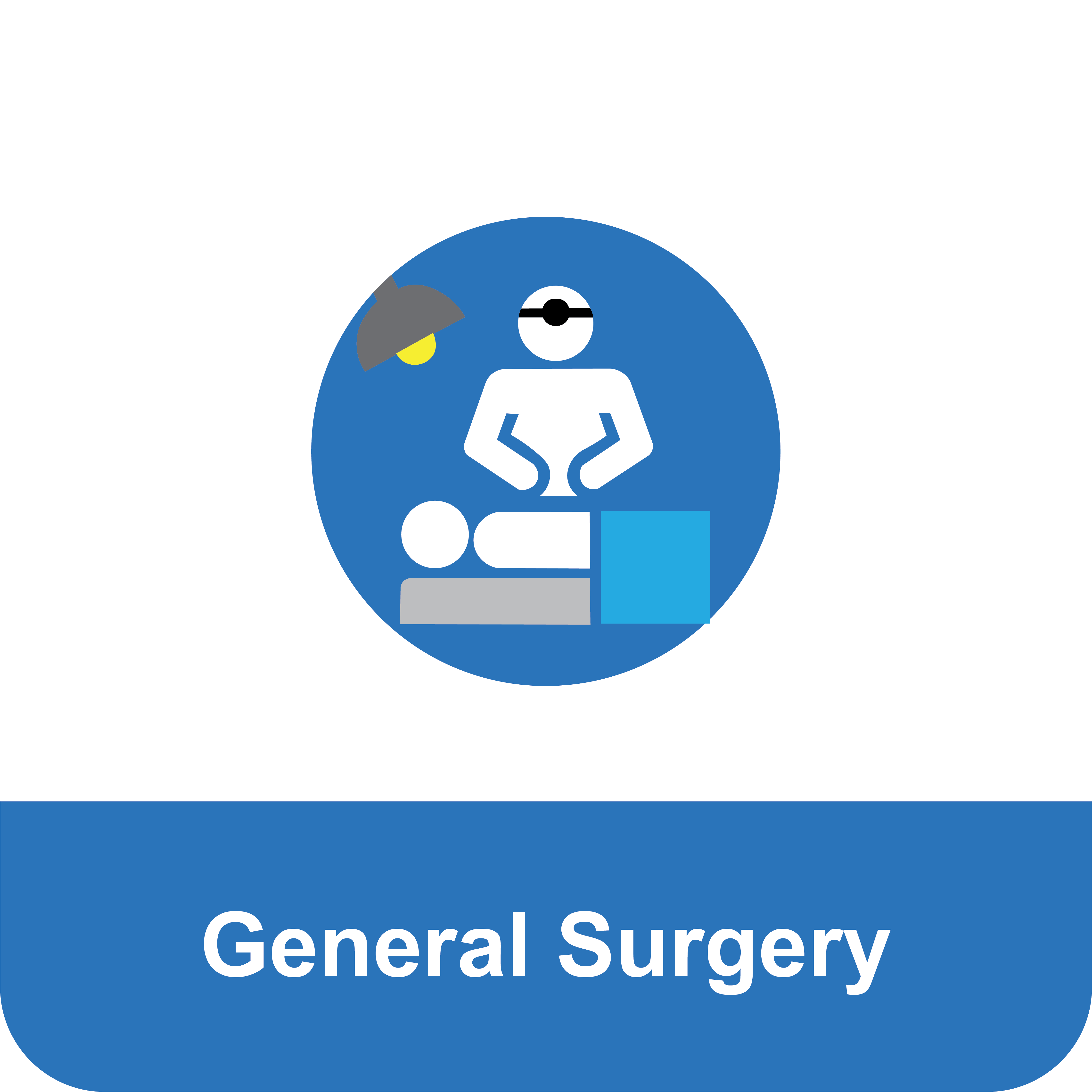 Tile that reads "General Surgery" under an icon of a doctor performing surgery on a patient.