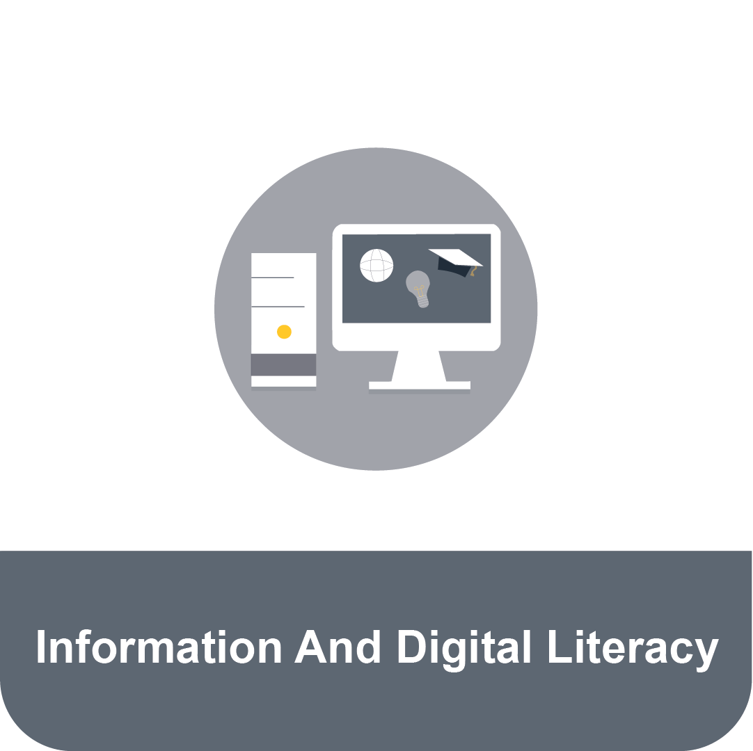 Title that reads "Information and Digital Literacy" under an icon of a computer and smartphone screen.